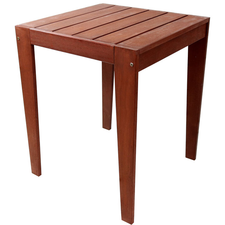 Sunnydaze 23.5 in Meranti Wood with Mahogany Finish Square Patio Side Table