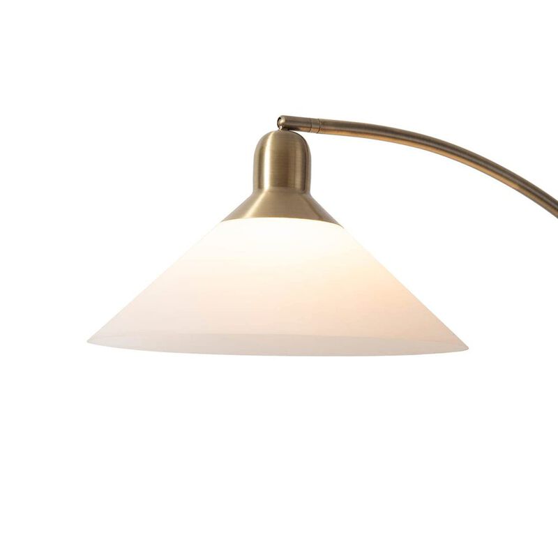 NOVA OF CALIFORNIA Melmar Chairside Arc Floor Lamp - Weathered Brass and Walnut, Dimmer Switch
