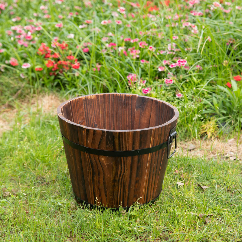 Wooden Whiskey Barrel Planters, Small