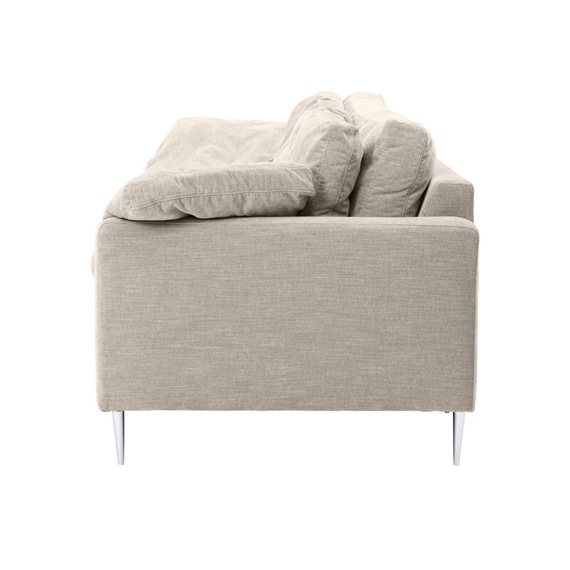 Vari Beige Textured Velvet Lounge Sofa