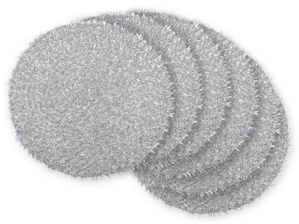 Set of 6 Silver Round Braided Placemats 14.75"
