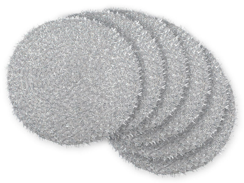 Set of 6 Silver Round Braided Placemats 14.75"