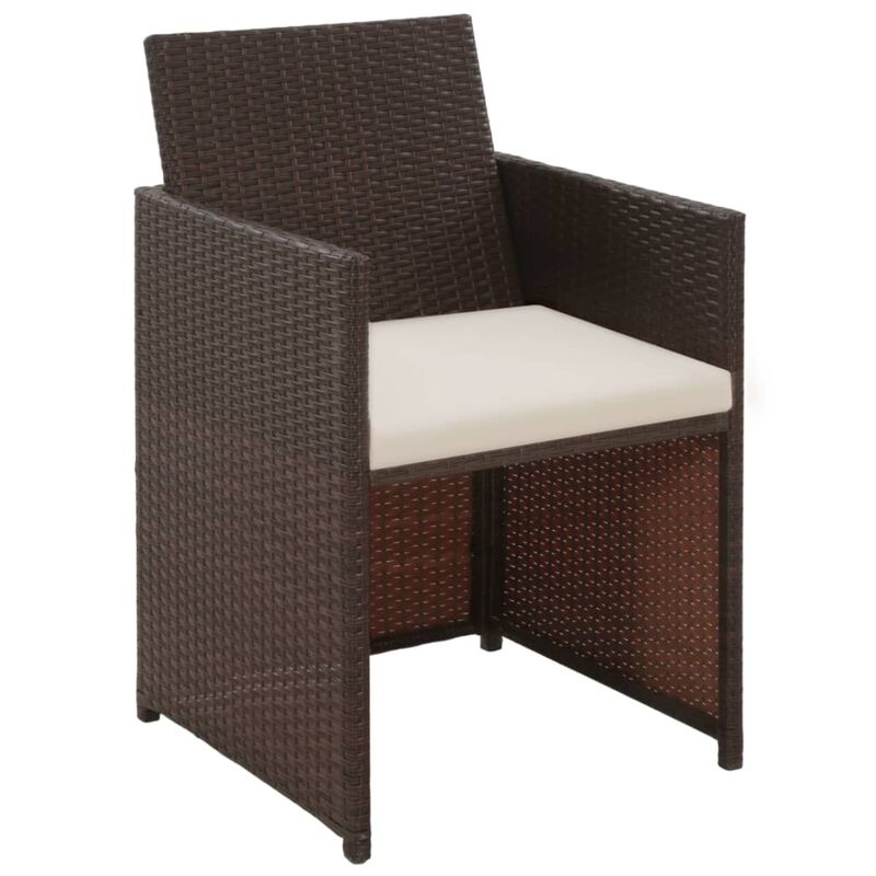 vidaXL 4 Piece Garden Lounge with Cushions Set Poly Rattan Brown