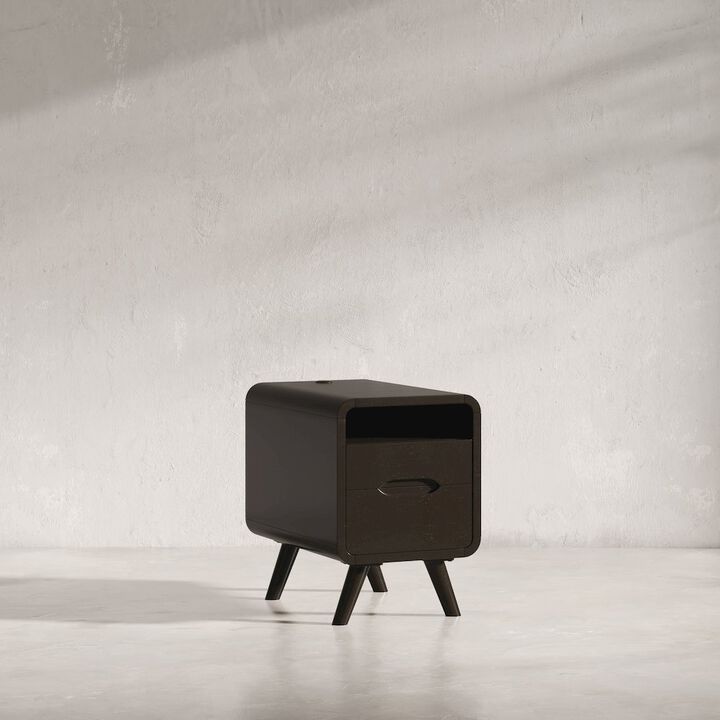 Jofran Marlowe Mid-Century Modern USB Charging Curved Chairside End Table