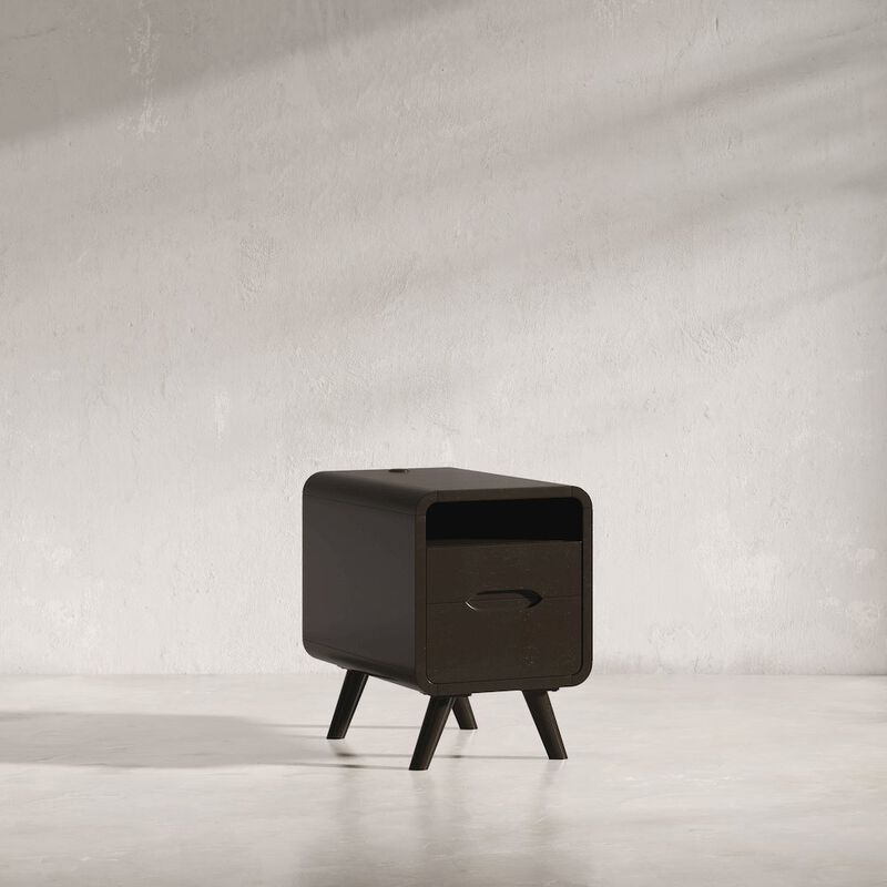Jofran Marlowe Mid-Century Modern USB Charging Curved Chairside End Table