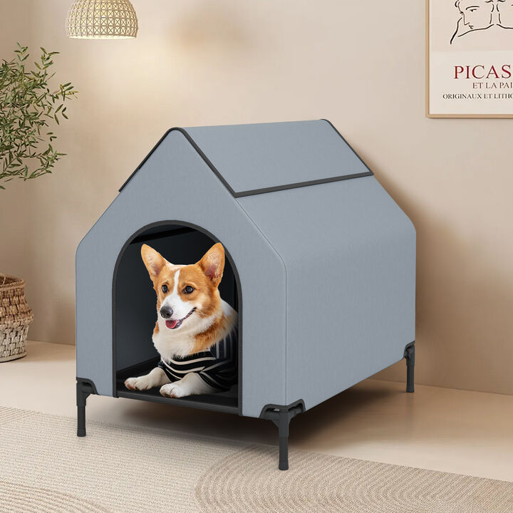 Outdoor Elevated Pet House with Ventilated Windows for Better Airflow