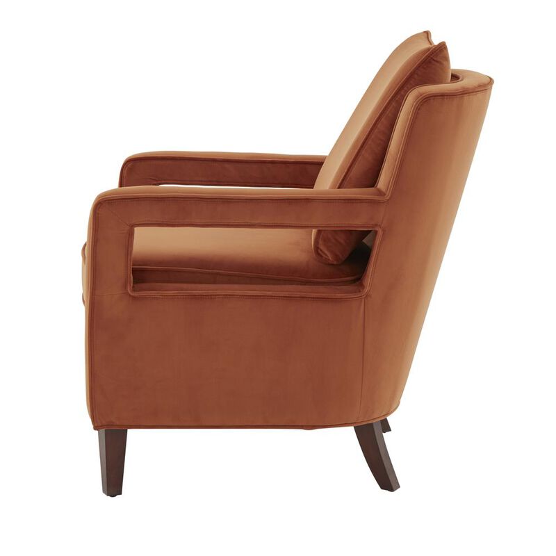 Comfort Pointe Questa Burnt Orange Velvet Accent Arm Chair