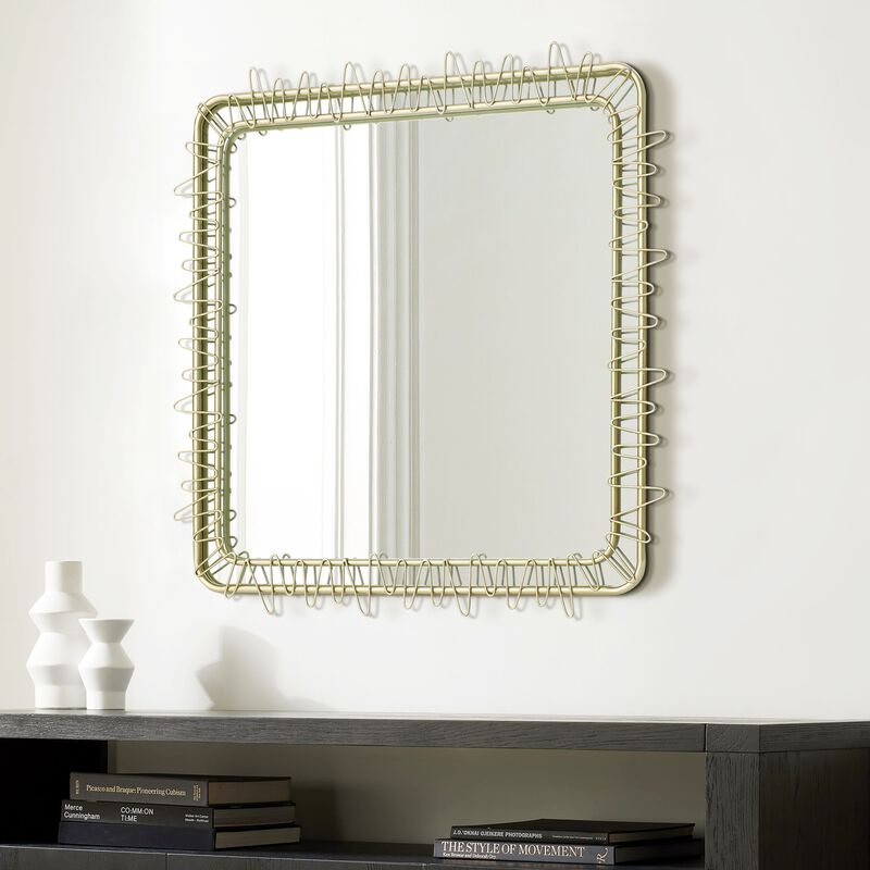 Gold Metal Frame 30.2-In Square Accent Wall Mirror