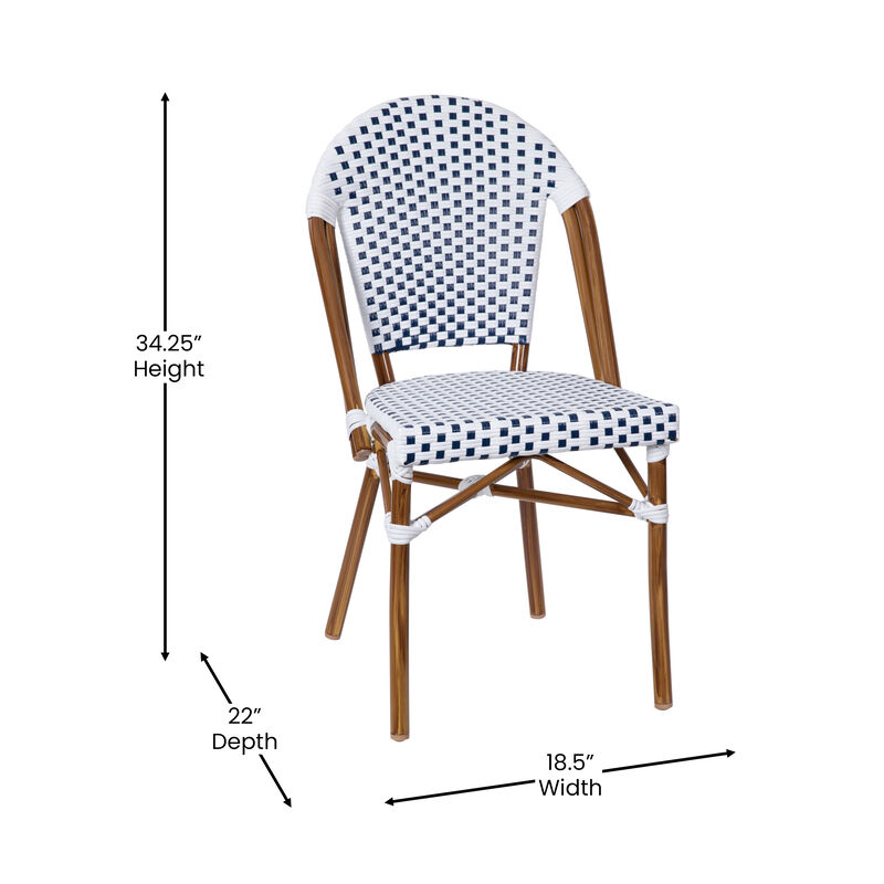 2PK White/Navy Paris Chair