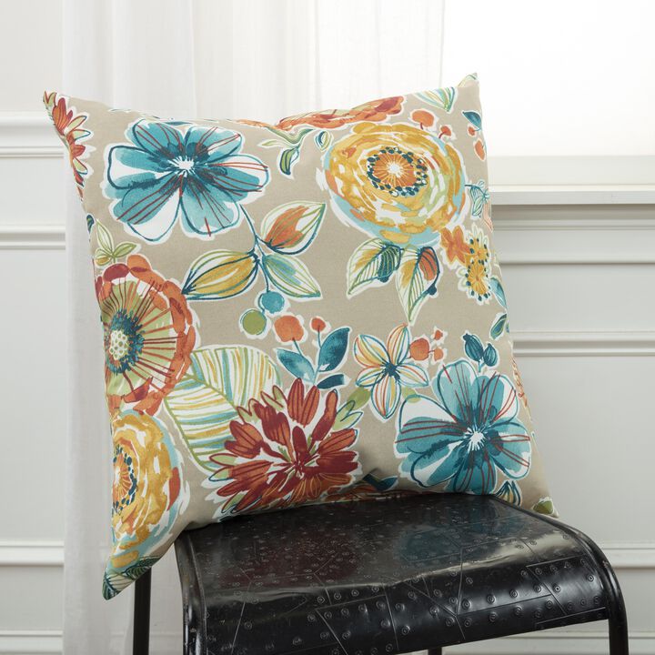 22"x22" Indoor/Outdoor Pillow, Whimsical Floral