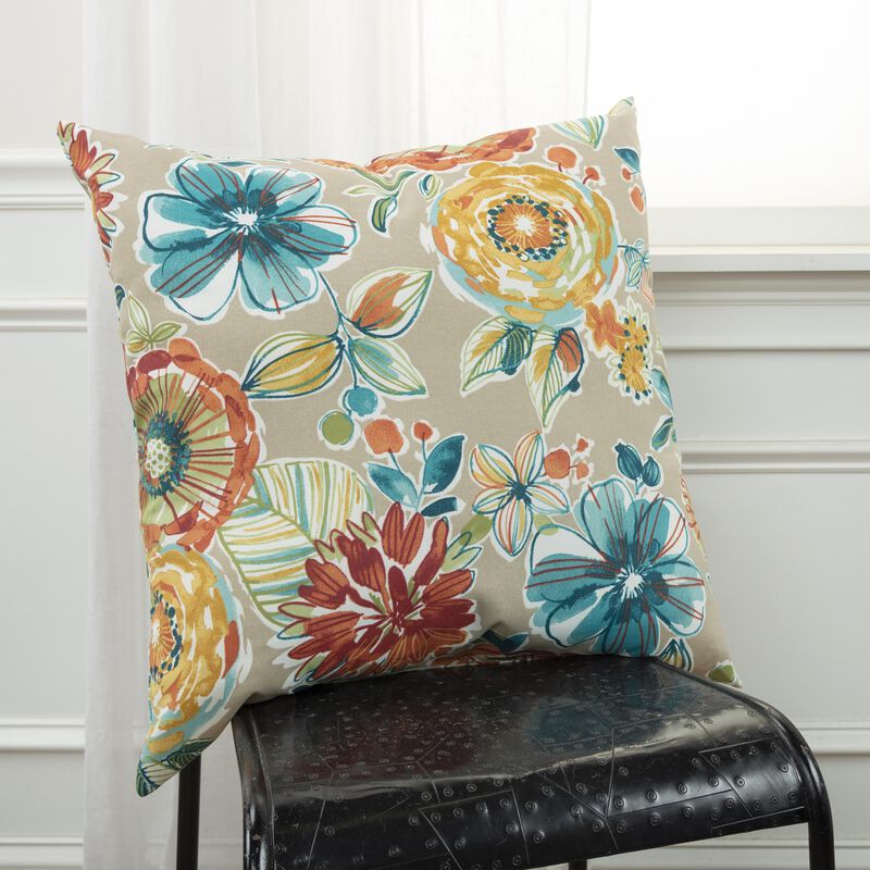 22"x22" Indoor/Outdoor Pillow, Whimsical Floral
