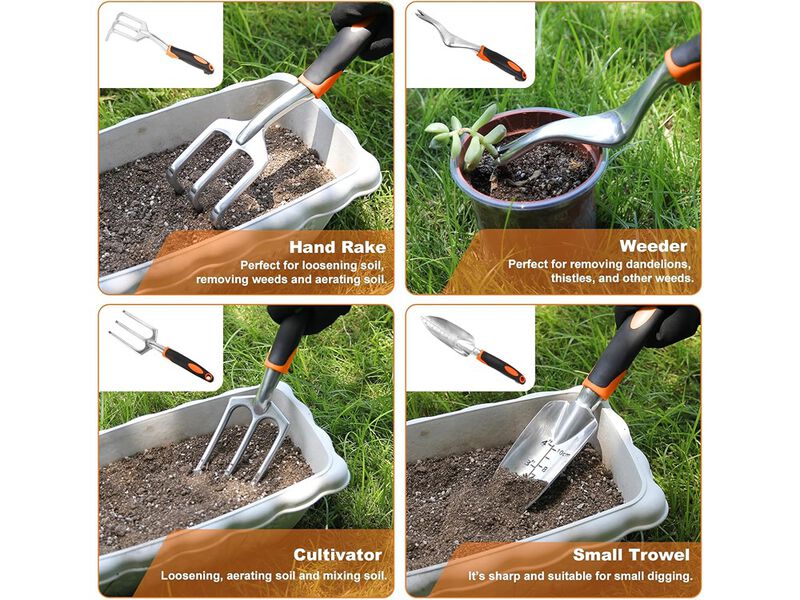 AT1nTen Garden Tool Set with Non Slip Rubber Grip