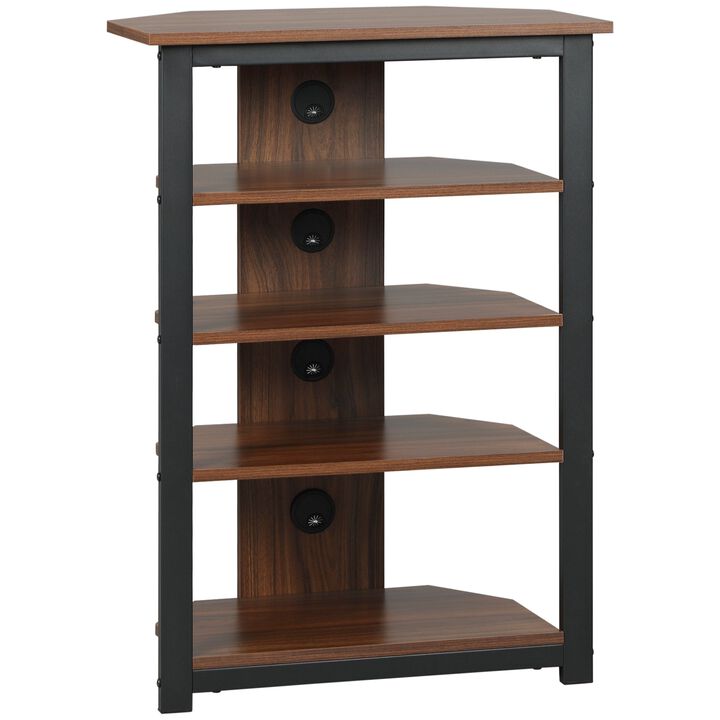 Brown TV Center: Corner Stand with Shelves for Living Room