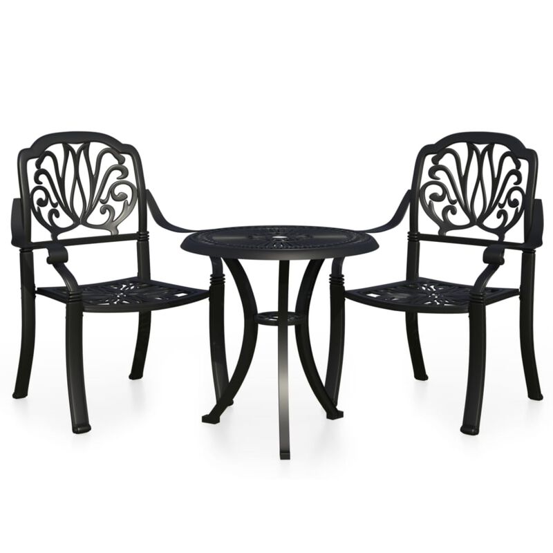 vidaXL 3 Piece Bistro Set Cast Aluminum Black