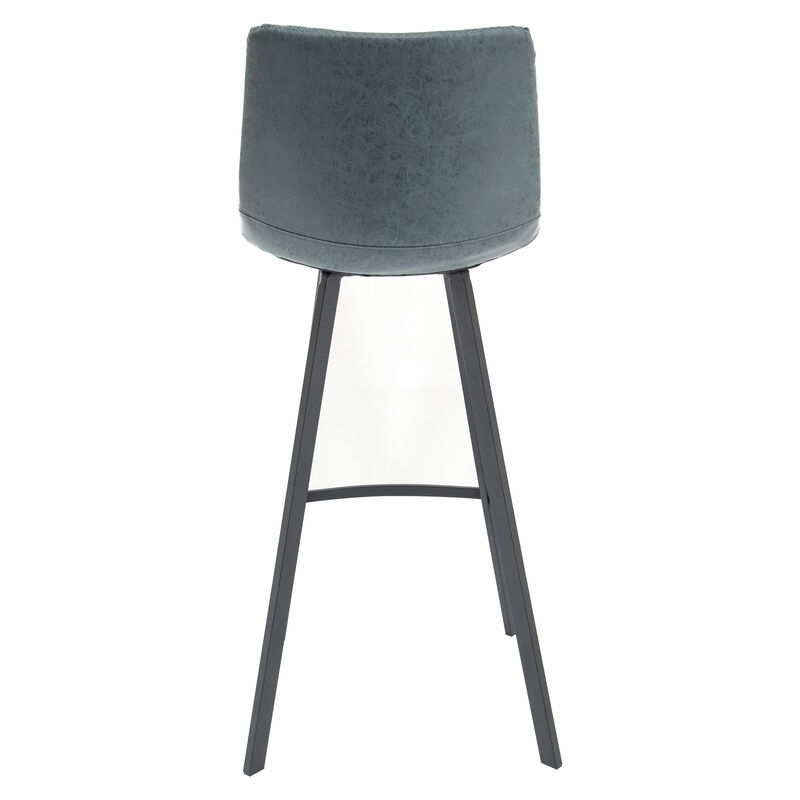 LeisureMod Elland Modern Upholstered Leather Bar Stool with Iron Legs & Footrest – Stylish and Durable Seating for Kitchen or Bar