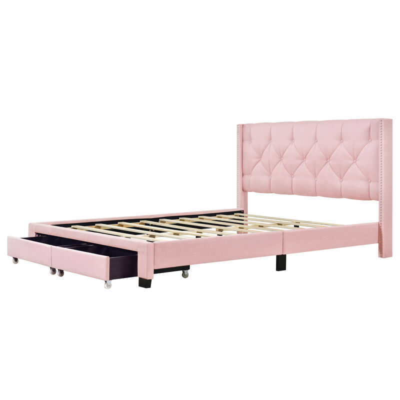 Streamdale Queen Upholstered Platform Storage Bed (Pink)