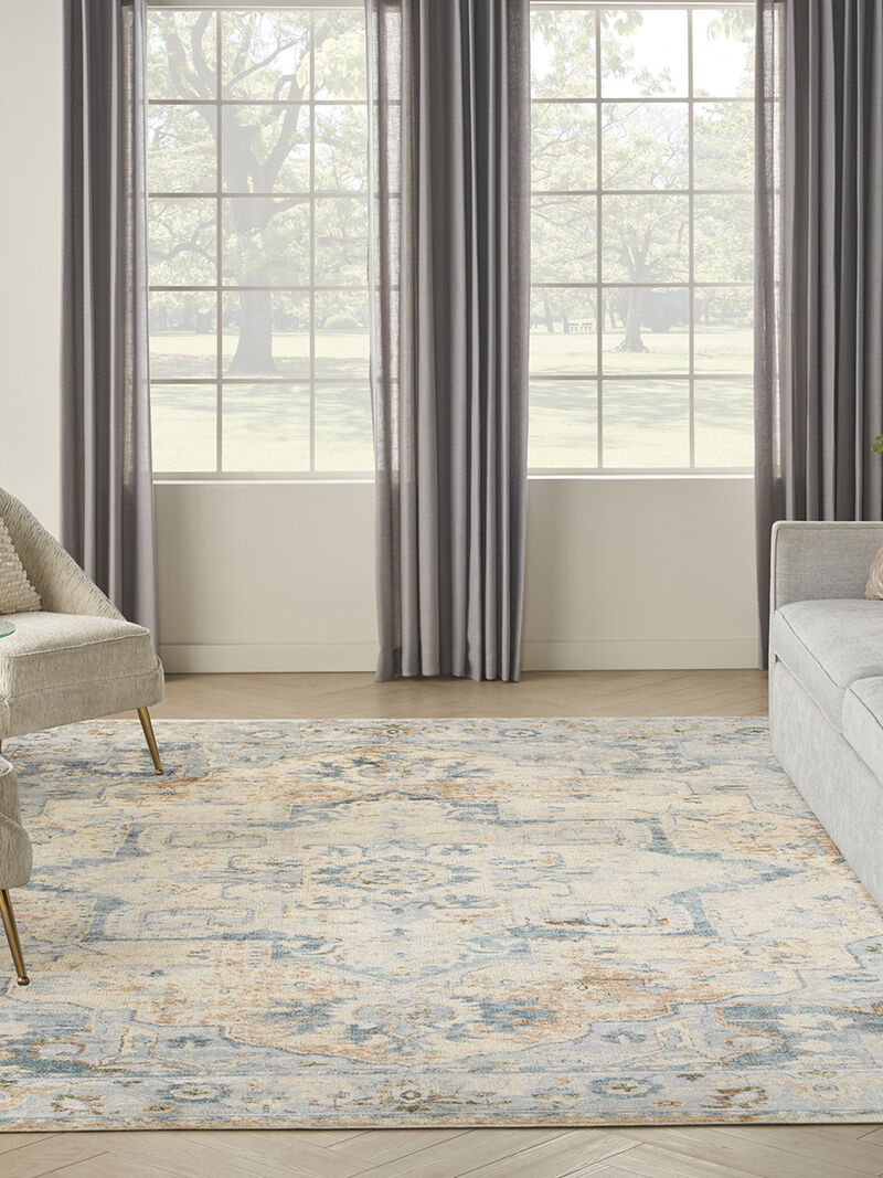 Astra Machine Washable ASW12 Beige/Blue 7'10" x 10' Rug