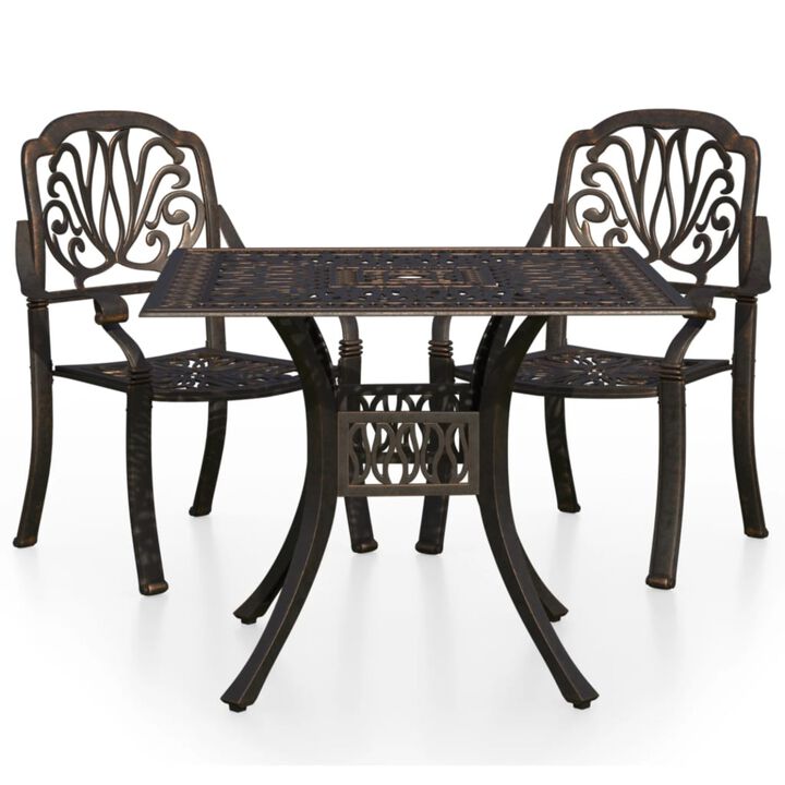 vidaXL 3 Piece Bistro Set Cast Aluminum Bronze