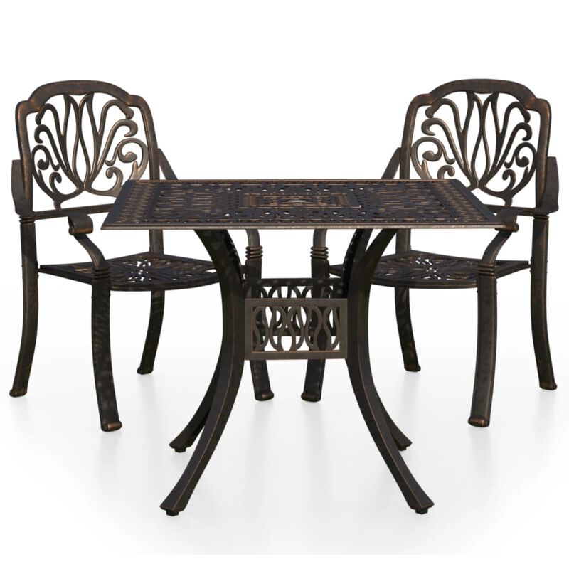 vidaXL 3 Piece Bistro Set Cast Aluminum Bronze
