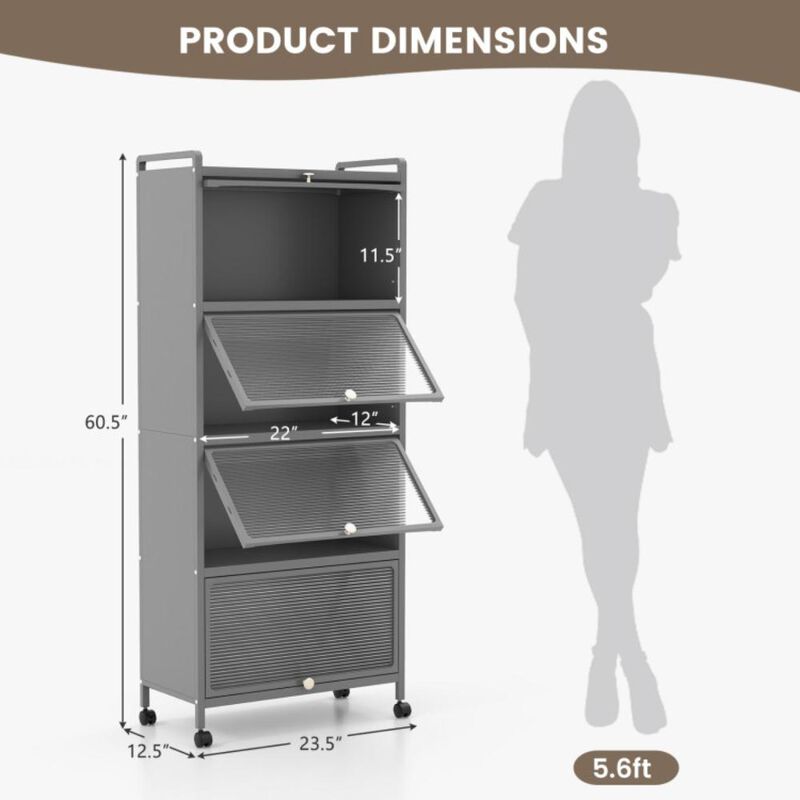 Hivvago 5-Tier Kitchen Baker's Rack with Flip-up PC Doors