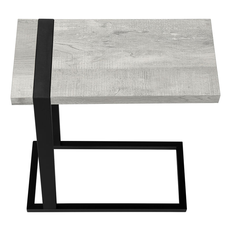 Monarch Specialties I 2858 Accent Table, C-shaped, End, Side, Snack, Living Room, Bedroom, Metal, Laminate, Grey, Black, Contemporary, Modern