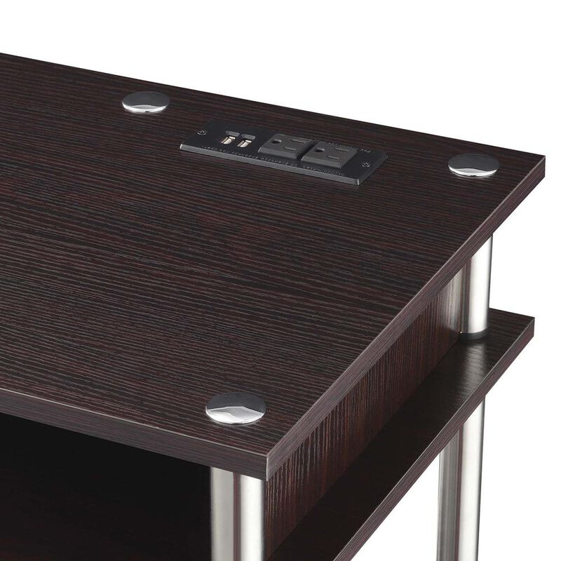 Convenience Concepts Designs2Go No Tools Student Desk With Charging Station, Espresso