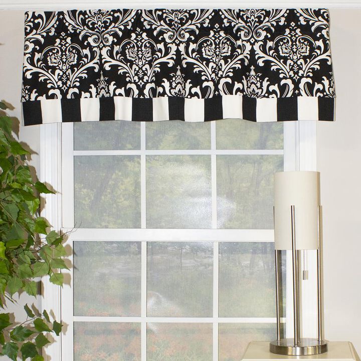 Ozbourne Style Banded 3" Rod Pocket Valance 50" x 16" Black by RLF Home