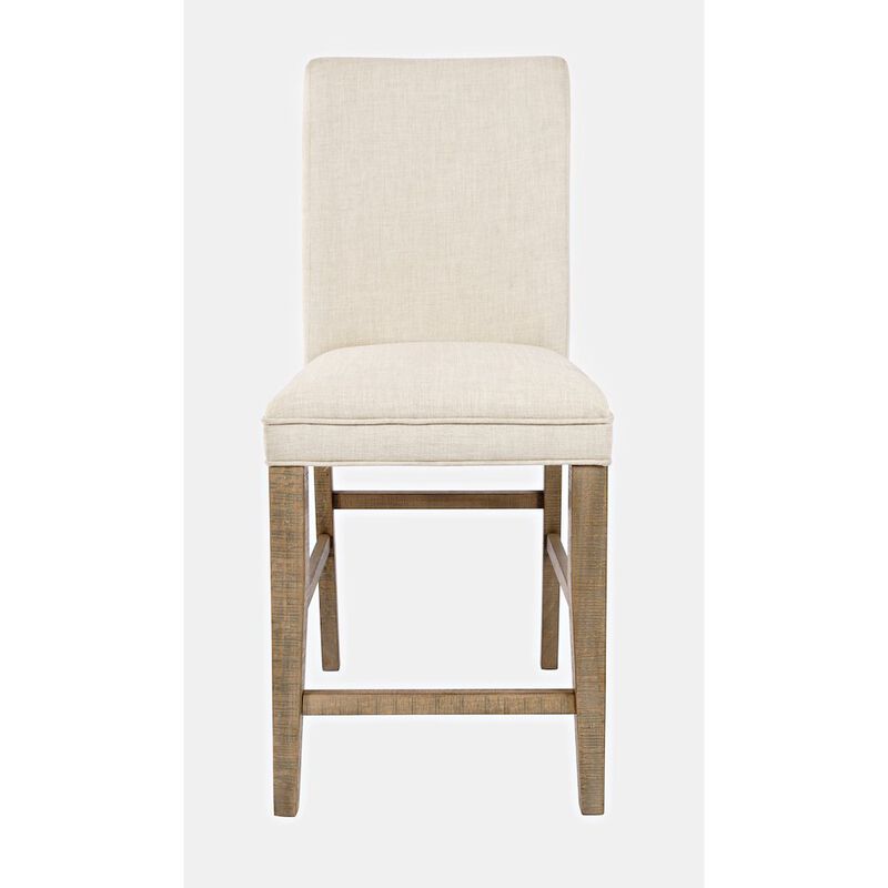 Jofran Modern Rustic Distressed Solid Wood Upholstered Parsons Stool (Set of 2)