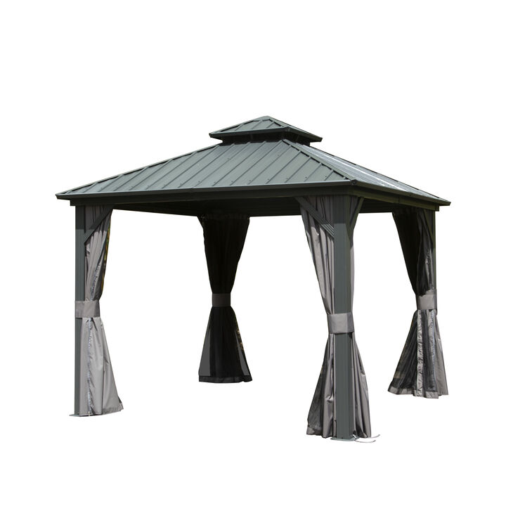 10' X 10' Hardtop Gazebo, Aluminum Metal Gazebo