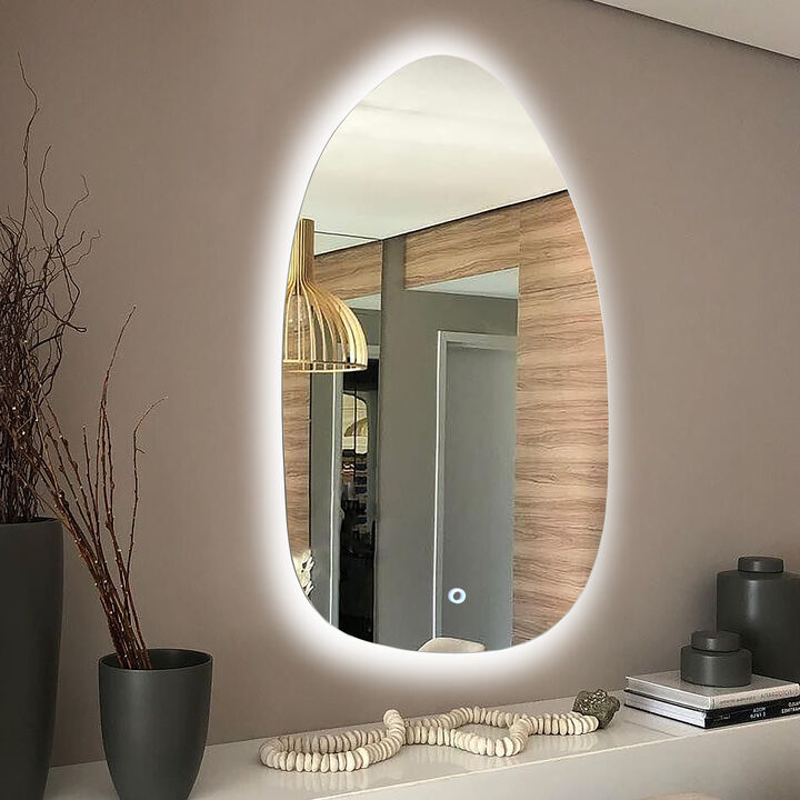 LuxenHome Asymmetrical Accent Wall Mirror with Lights