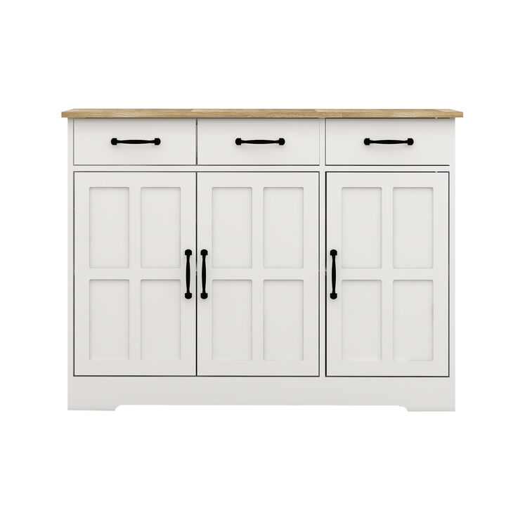 White Wood 42.72 in. Sideboard with Shaker Style Design Doors