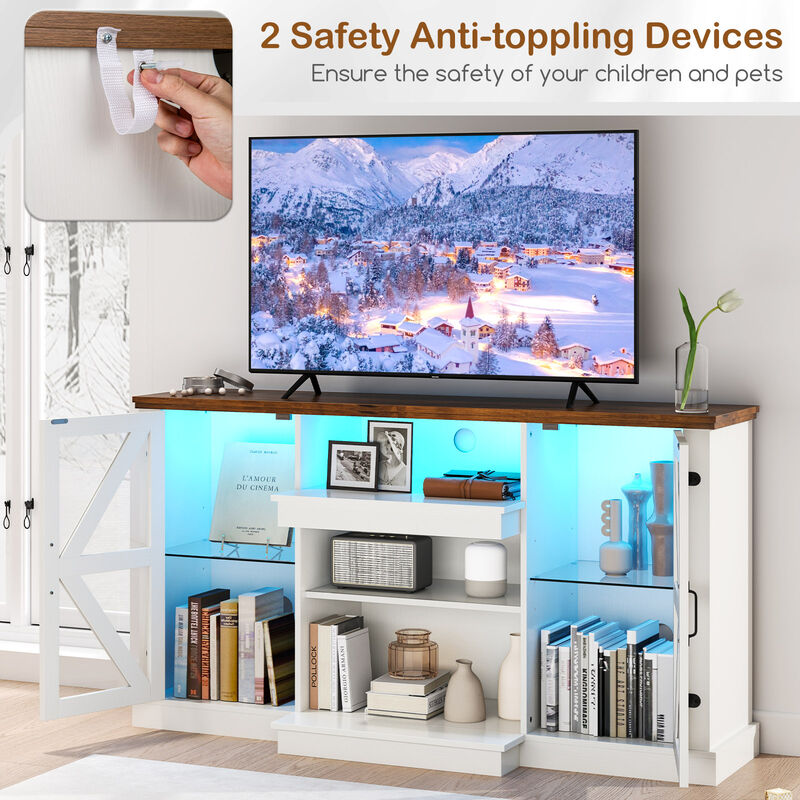 Media Console Table with 3-Level Shelves and 22 Dynamic LED Light Modes for Modern Entertainment Spaces