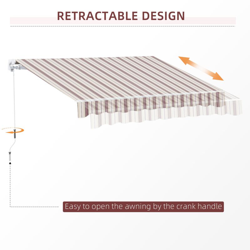 Red Sun Shield: 10x8 Manual Retractable UV-Protective Patio Awning