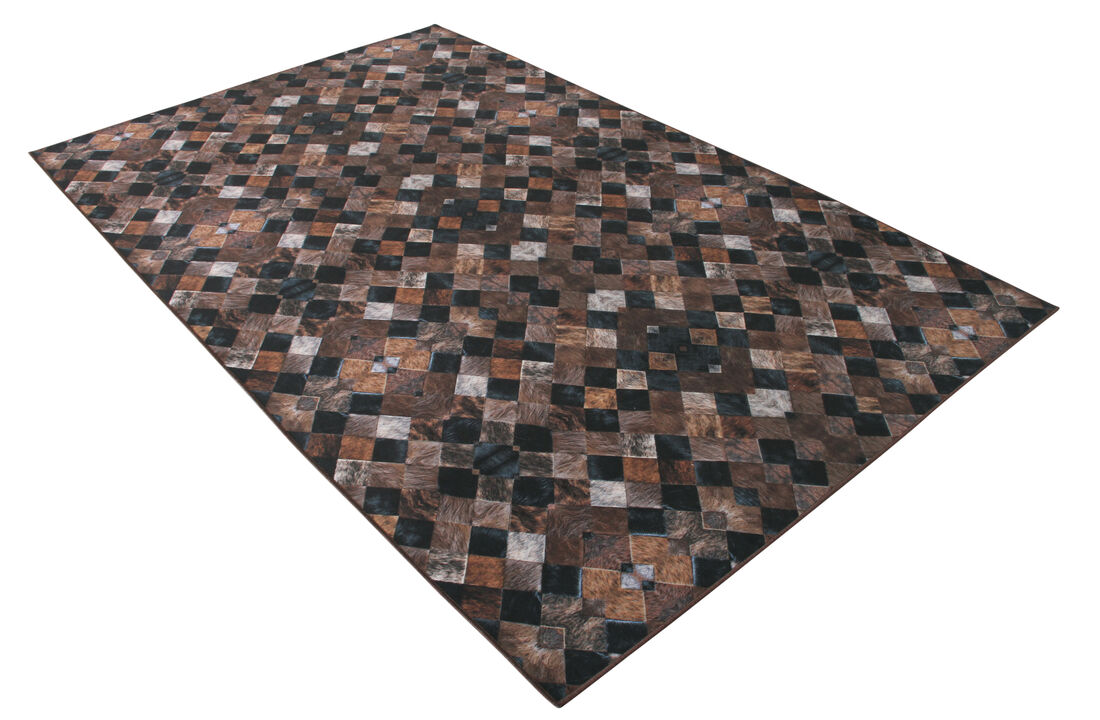 Walk on Me Faux Cowhide Digital Printed Patchwork Heirloom Frescoes Indoor Area Rug