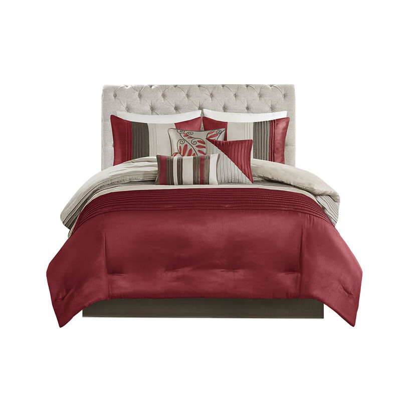 Gracie Mills Nixon 7-Piece Contemporary Striped Comforter Set
