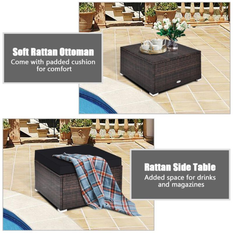 Hivvago 4 Pieces Patio Rattan Furniture Set with Removable Cushions and Pillows