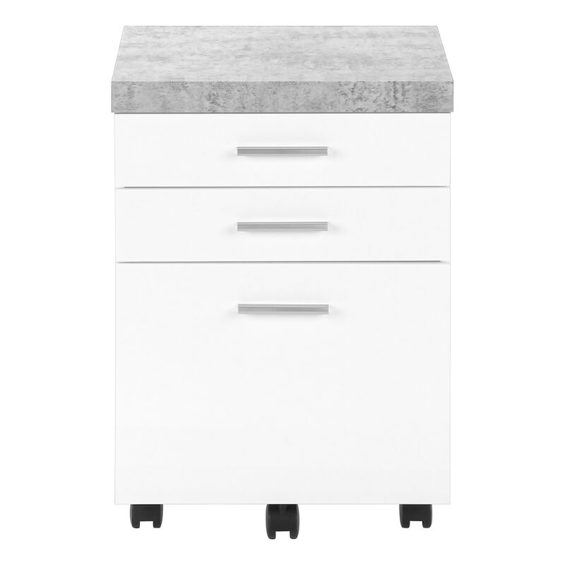 Monarch Specialties I 7051 File Cabinet, Rolling Mobile, Storage Drawers, Printer Stand, Office, Work, Laminate, Grey, White, Contemporary, Modern