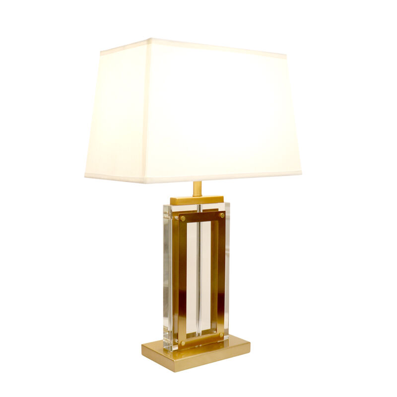 Pasargad Home Astoria Glass & Steel Table Lamp, H26"