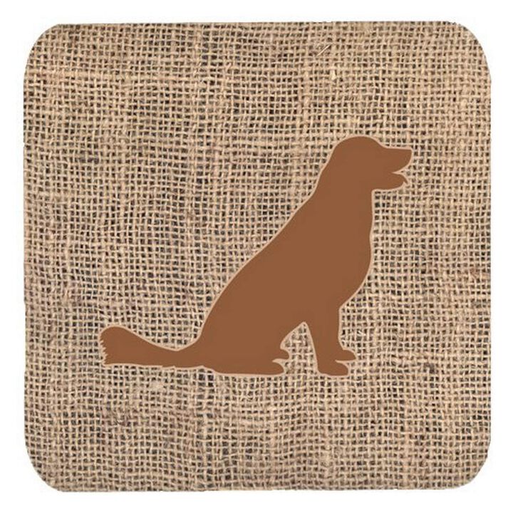 Caroline's Treasures BB1076-BL-BN-FC Labrador Burlap and Brown Foam Coasters (Set of 4), 3.5 H x 3.5 W, Multicolor