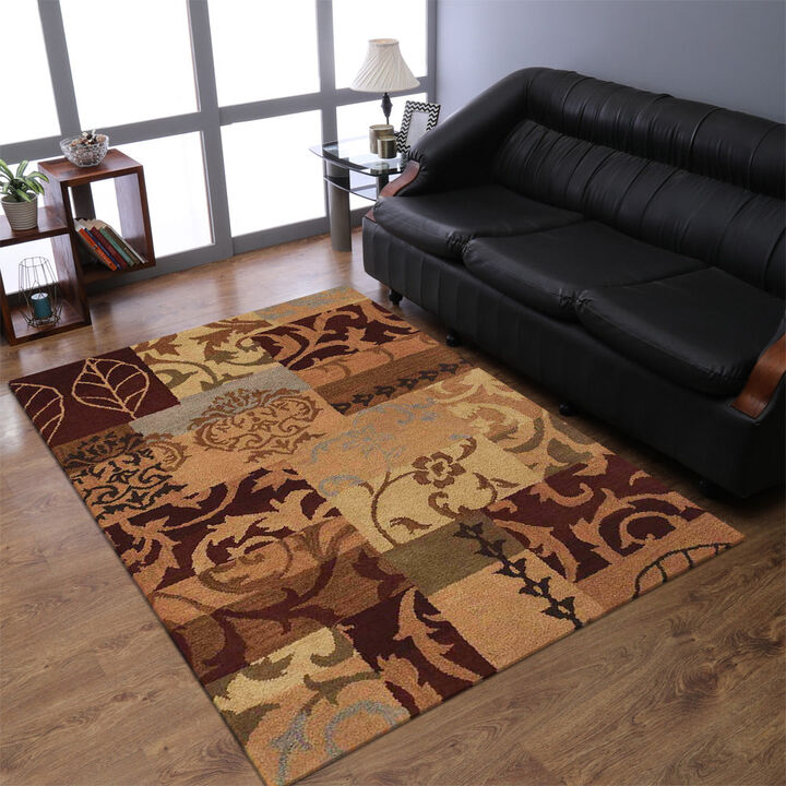 RUGSOTIC CARPETS HAND TUFTED WOOL ECO-FRIENDLY AREA RUGS  - 3'x5', Rectangle Shape, Multicolor, Floral Modern Design, High Pile Thick Handmade Area Rugs for Living Room, Bed Room (K00505)