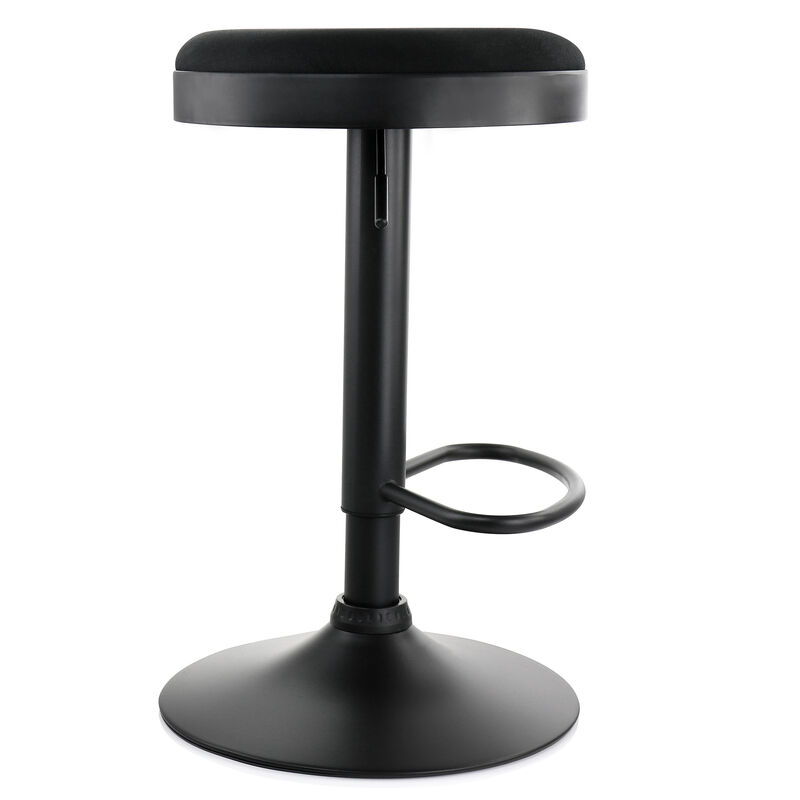 Elama 2 Piece Backless Adjustable Fabric Bar Stool in Black with Black Base