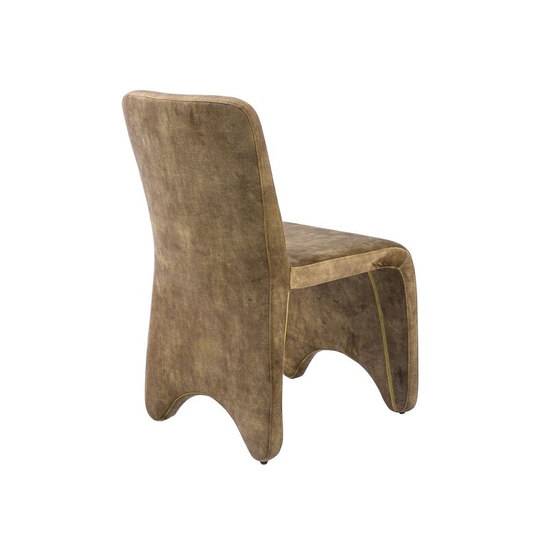 Cid Lou 19 Inch Side Dining Chair Set of 2, Brown Polyester, Panel Frame - Benzara