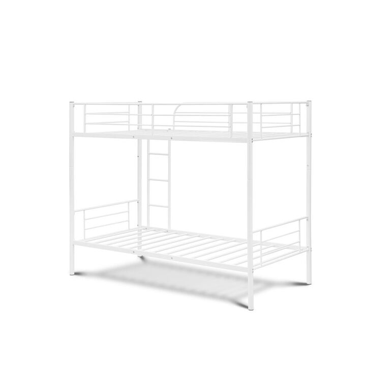 East West Furniture Twin Bunk Bed in powder coating white color