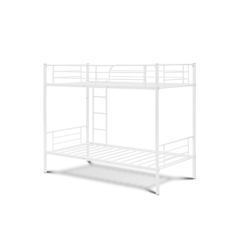 East West Furniture Twin Bunk Bed in powder coating white color