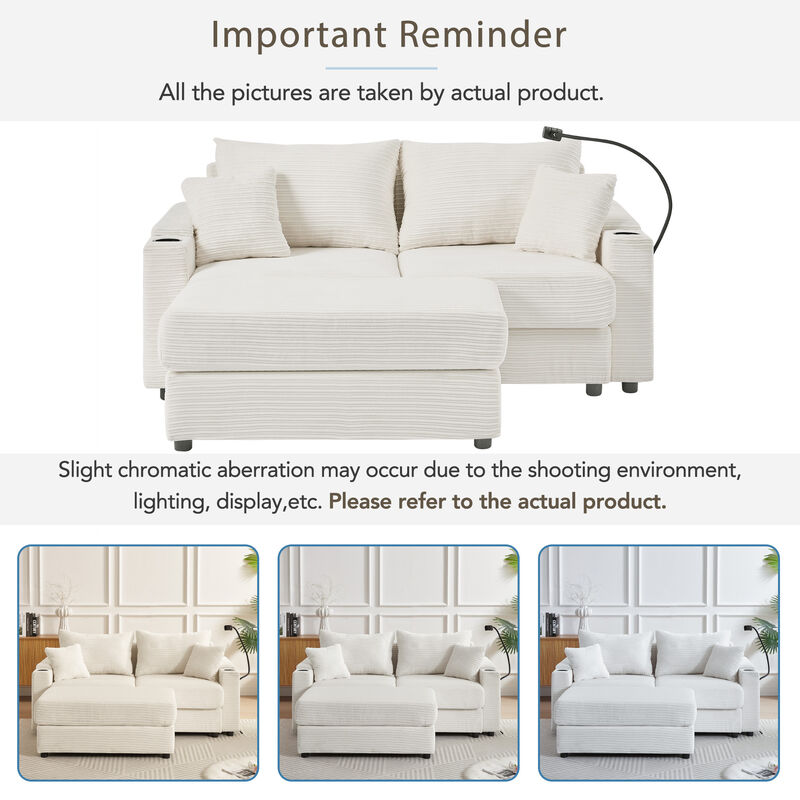 Merax Modern Loveseat Sofa with A Movable Ottoman