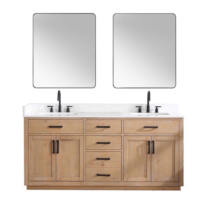 Altair 72 Double Bathroom Vanity in Light Brown with Mirror