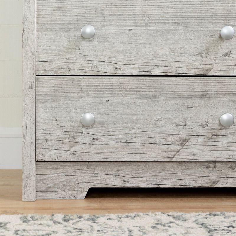 Nautical Farmhouse Baby Changing Table – 3 Drawers and Rope Handles in Washed Pine Finish