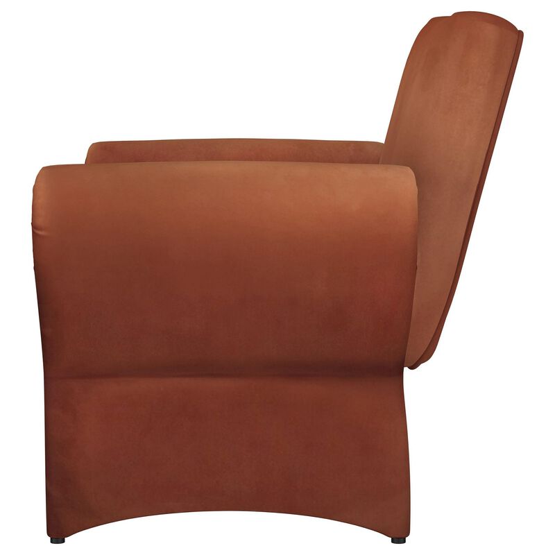 Lione Accent Armchair, Contemporary Rolled Flared Arms, Rust Brown - Benzara