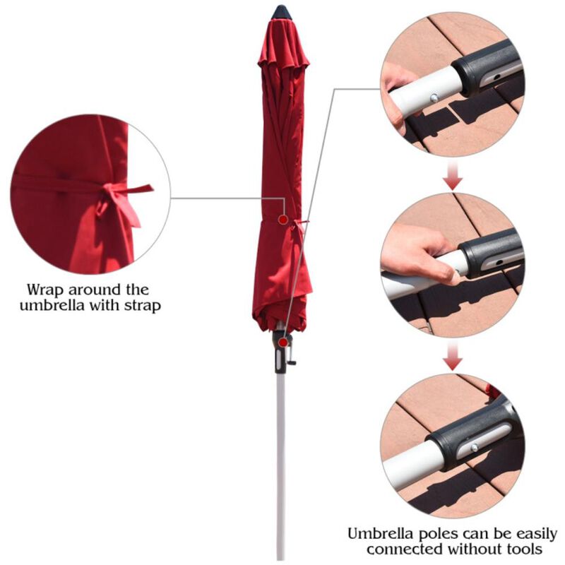 Hivvago 9 Feet Patio Outdoor Market Umbrella with Aluminum Pole without Weight Base