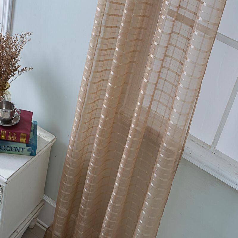 Olivia Gray Wanda Box Voile Grommet Panel - Machine Washable Polyester Curtain Panels with 8 Shiny Silver Grommets